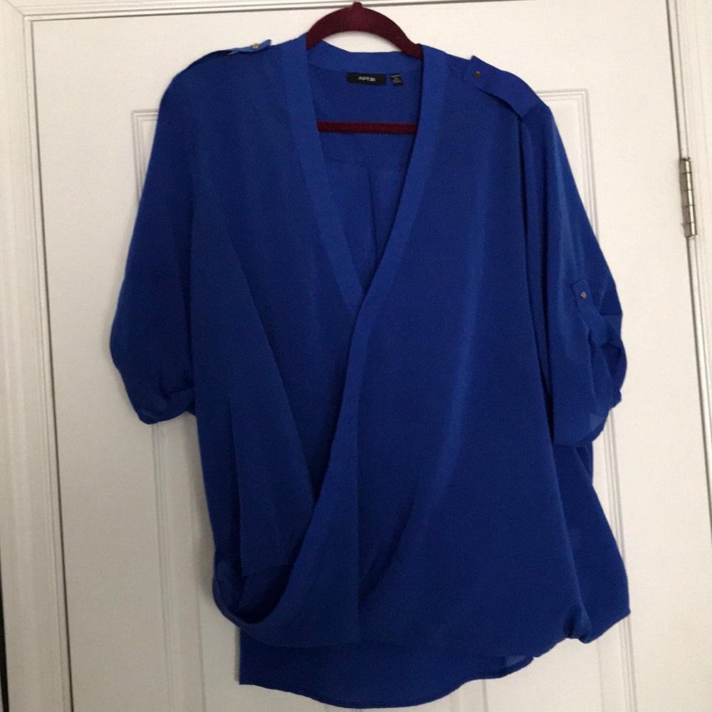 Blue faux wrap Blouse